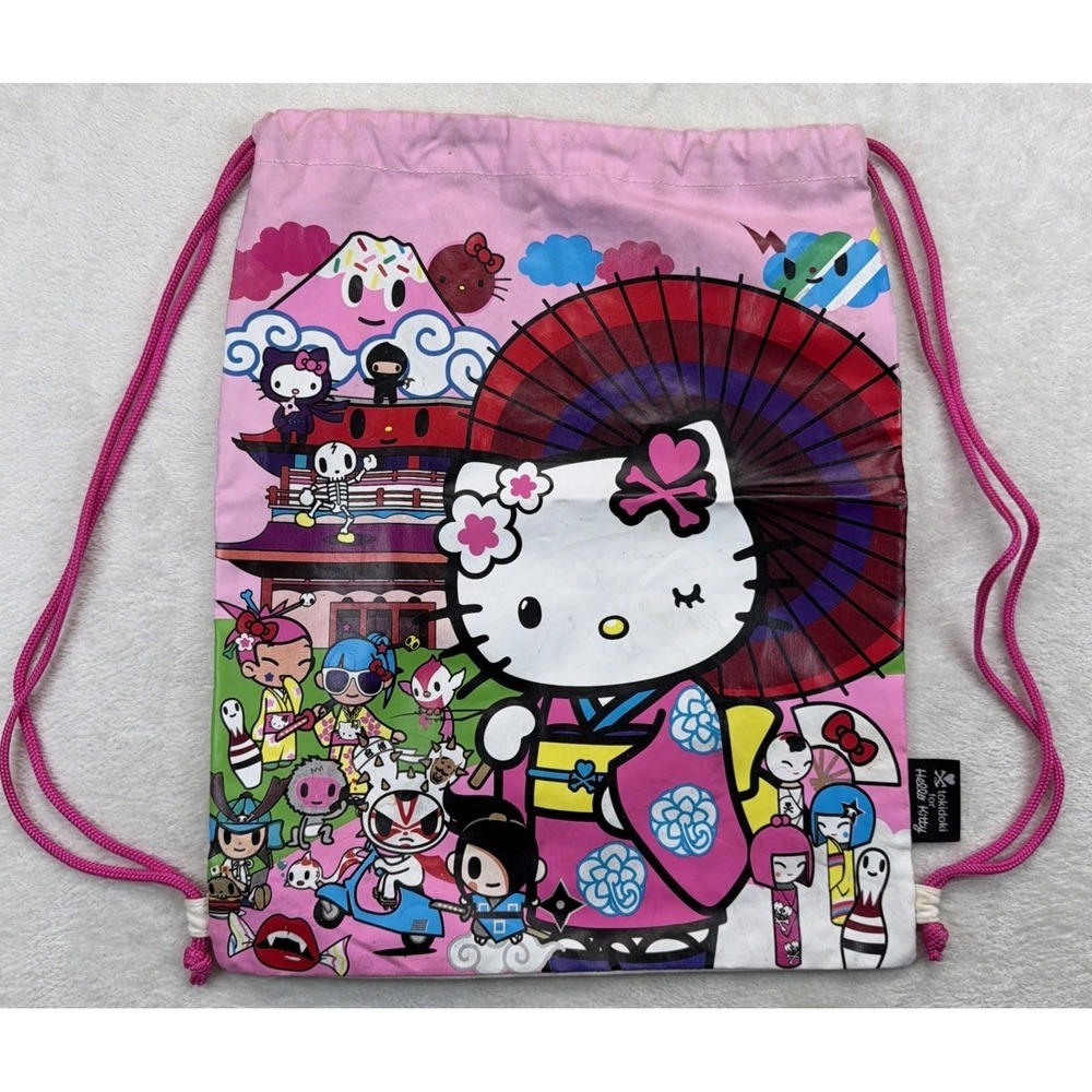 Tokidoki x Hello Kitty Drawstring Backpack Sanrio Sakura Japan Kawaii Pink